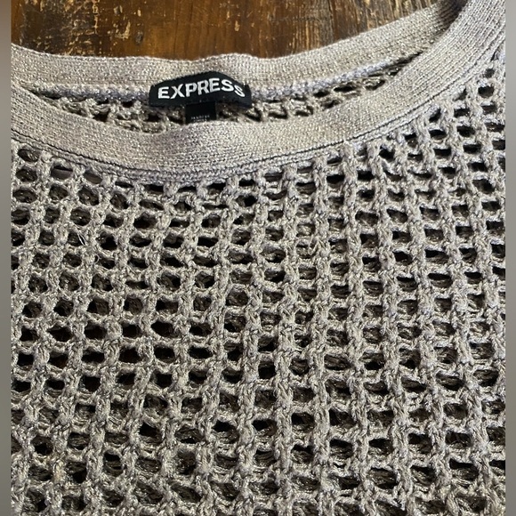 Express cropped open knit top with silver thread - Picture 5 of 10